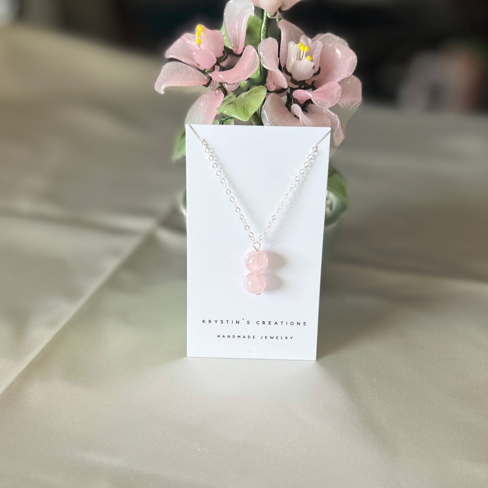 925 Silver🌟Rose Quartz Necklace- Handmade